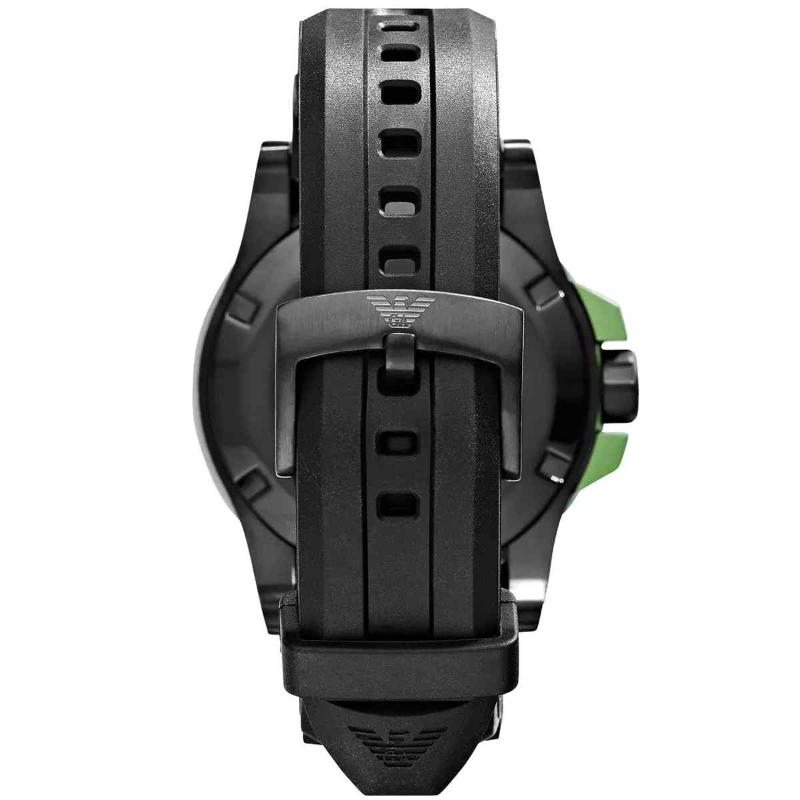 Emporio Armani AR6102 Aqua Diver Watch – Black Dial, Black Rubber Strap - Image 4