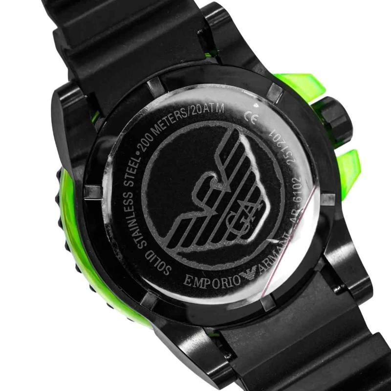 Emporio Armani AR6102 Aqua Diver Watch – Black Dial, Black Rubber Strap - Image 3