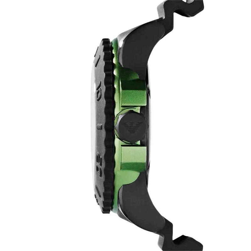 Emporio Armani AR6102 Aqua Diver Watch – Black Dial, Black Rubber Strap - Image 2